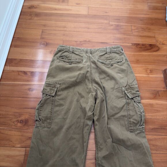 Men American Eagle Baggy Cargo Pants Y2K Western in Khaki Size W32 L32 - Picture 5 of 11